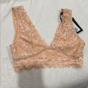 Peach Lace Bralette, size L, NEW